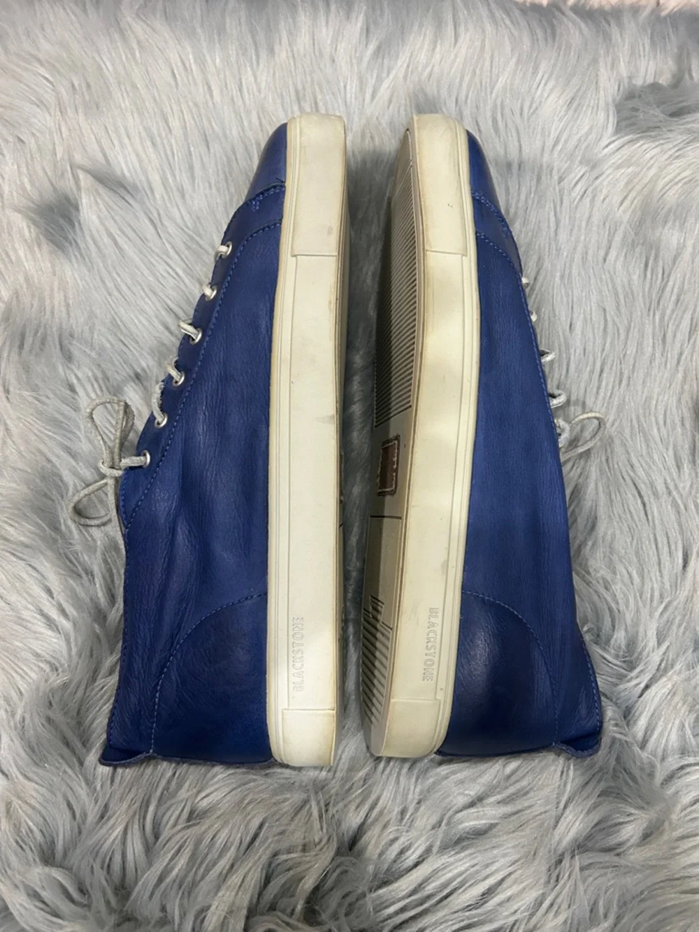 Blackstone Blue Leather Low-Top Lace-Up Sneakers - Picture 5 of 7